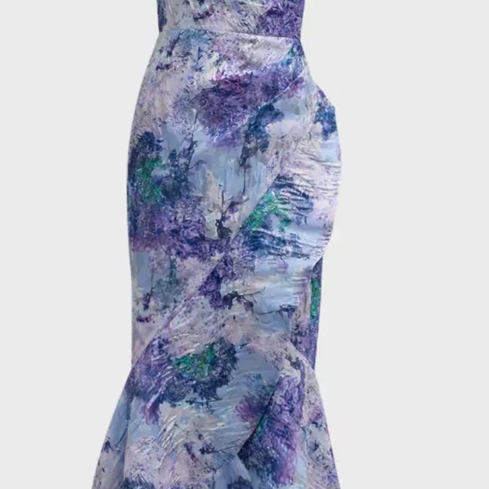 Rickie Freeman for Teri Jon Purple Sheath Maxi Dress Sleeveless Cocktail